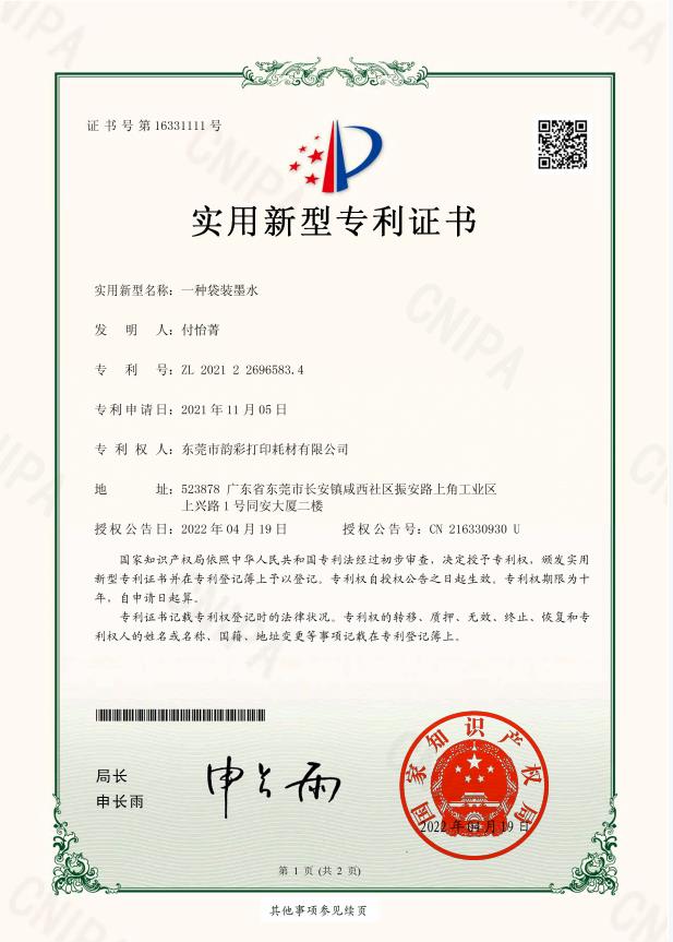 袋装墨水